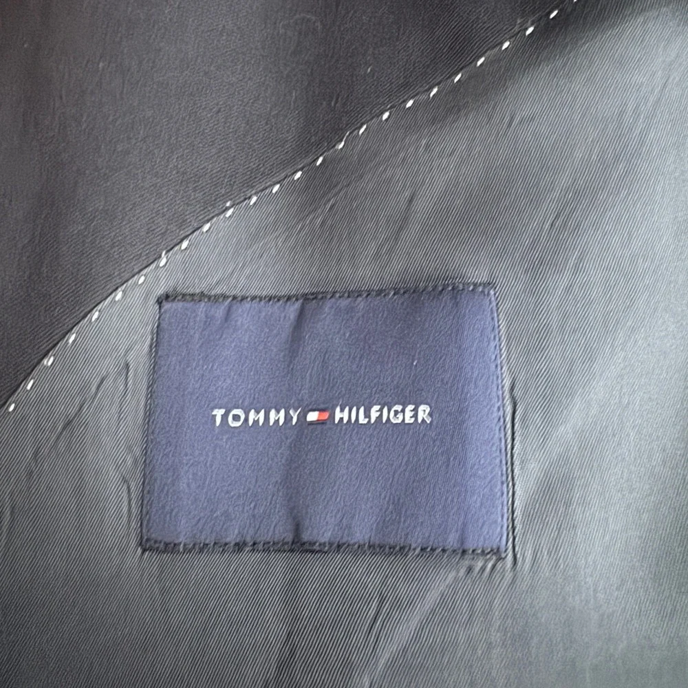 Tommy Hilfiger Suit Mens 60L 50x28 Navy Blue Solid Notch Lapel 2-Button Wool